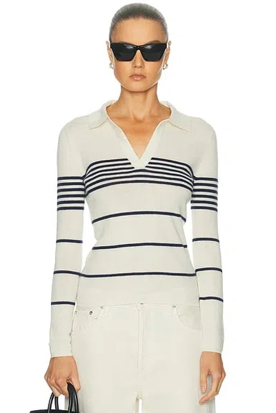 Nili Lotan Lucille Multi Stripe Polo Sweater