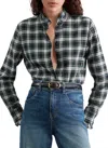 NILI LOTAN LYDIA PLAID SHIRT IN IVORY/GRAY