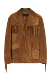 Nili Lotan Maelle Fringed Suede Jacket In Brown