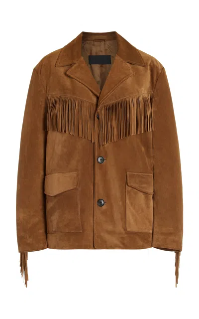 Nili Lotan Maelle Fringed Suede Jacket In Brown