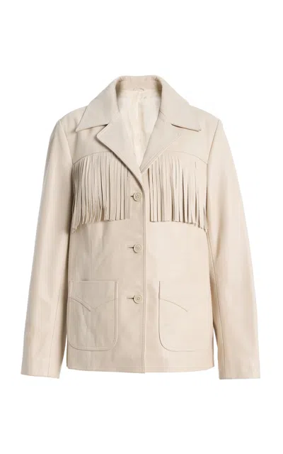 Nili Lotan Marceau Fringed Leather Jacket In Neutral