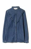 Nili Lotan Marcela Cotton Shirt In Blue