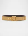 Nili Lotan Marcela Suede Belt In Khaki W/ Antique Gol