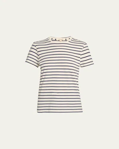 Nili Lotan Mariela Crew-neck Tee In Navy/ivory Stripe