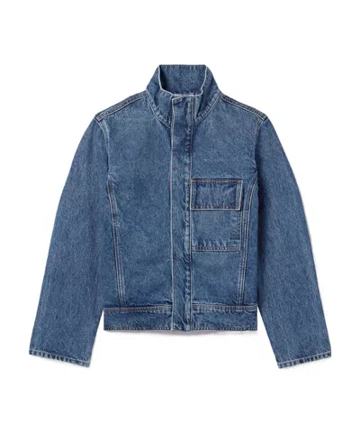 Nili Lotan Marilou Long-sleeved Denim Jacket In Blue