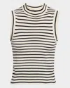 Nili Lotan Masha Striped Cashmere Tank Sweater In White