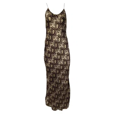 Pre-owned Nili Lotan Maxi Dress In Animal Print Silk In Black