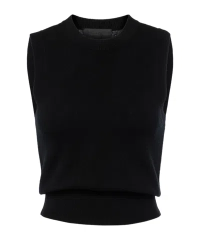 Nili Lotan Round-neck Knitted Vest In Schwarz