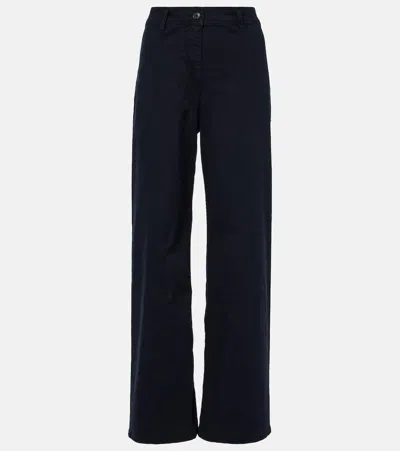 Nili Lotan Megan Cotton Wide-leg Pants In Blue