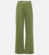 Nili Lotan Megan High-rise Cotton Wide-leg Pants In Green