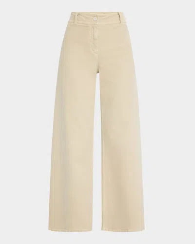 Nili Lotan Megan Wide-leg Corduroy Pants In Ecru