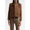 Nili Lotan Melanie Cropped Wool-blend Jacket In Saddle Check