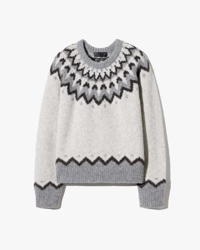 Nili Lotan Men's Alan Fair Isle Sweater Light Grey Fair Isle, L
