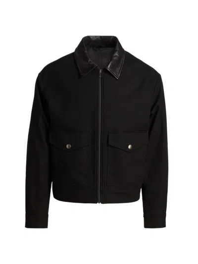 Nili Lotan Men's Donatello Leather-collar Cotton Jacket In Black
