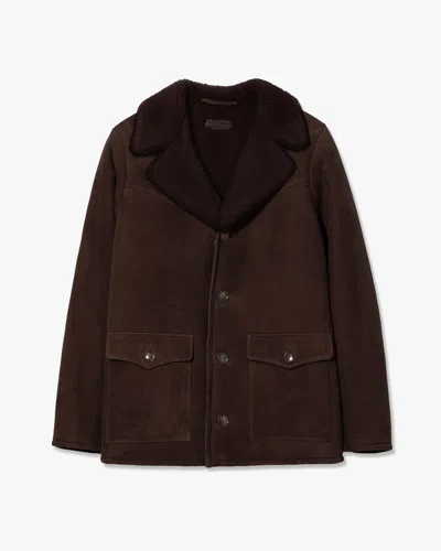 Nili Lotan Men's Goshen Shearling Coat Espresso, L In Brown