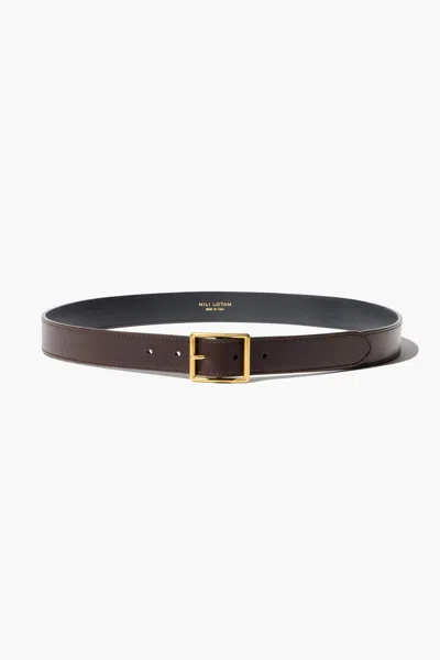 Nili Lotan Men's Mens Frans Belt Dark Brown With Antique Brass Buckle, 95 In Dark Brown W/antique Brass Buckle