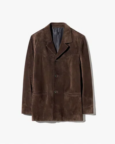 Nili Lotan Men's Ridgway Leather Jacket Chocolate Brown, S