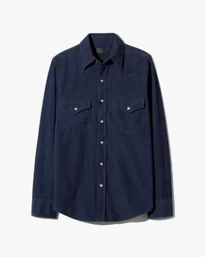 Nili Lotan Men's Travis Corduroy Shirt Dusk Navy, S - 100% Cotton In Blue