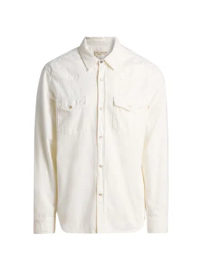 Nili Lotan Men's Travis Point Collar Cotton Denim Shirt In Cream
