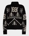 Nili Lotan Meredith Intarsia Cashmere And Silk-blend Turtleneck Sweater In Blackbeige