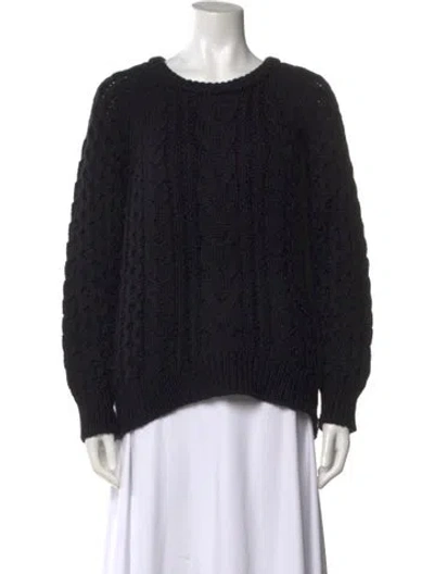 Pre-owned Nili Lotan Merino Wool Scoop Neck Sweater In Black