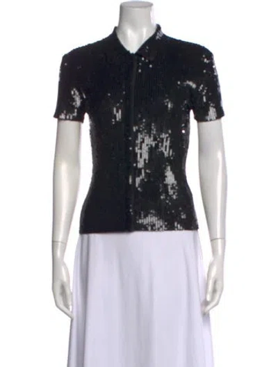 Pre-owned Nili Lotan Merino Wool Short Sleeve Polo In Black