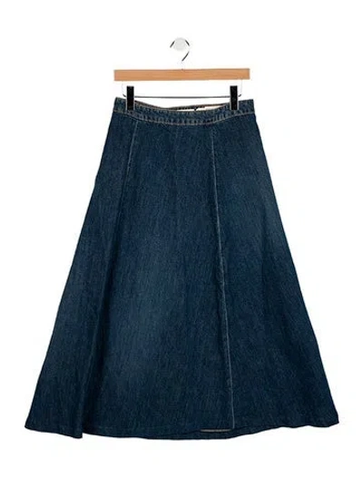 Pre-owned Nili Lotan Midi Length Skirt In Blue