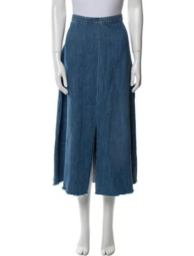 Pre-owned Nili Lotan Midi Length Skirt In Blue