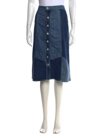 Pre-owned Nili Lotan Midi Length Skirt In Blue