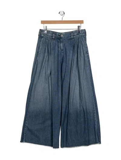 Pre-owned Nili Lotan Mid-rise Wide Leg Jeans In Blue