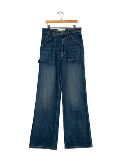 Pre-owned Nili Lotan Mid-rise Wide Leg Jeans In Blue