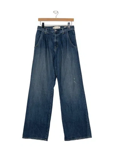 Pre-owned Nili Lotan Mid-rise Wide Leg Jeans In Blue