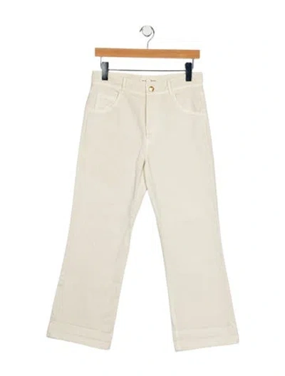 Pre-owned Nili Lotan Mid-rise Wide Leg Jeans In White