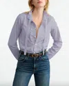 Nili Lotan Miera Shirt Top In Mini Navy Stripes In Blue
