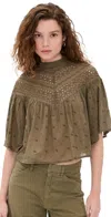 Nili Lotan Mikki Embroidered Broderie Anglaise Cotton-voile Blouse In Military Green