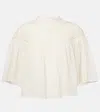 Nili Lotan Mikki Eyelet Yoke Washed Cotton Blouse In Neutral