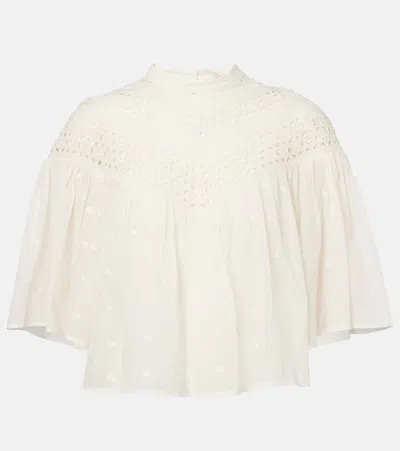 Nili Lotan Mikki Embroidered Cotton Voile Top In White