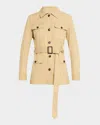 Nili Lotan Mila Compact Cotton Belted Safari Jacket In Desert Khaki