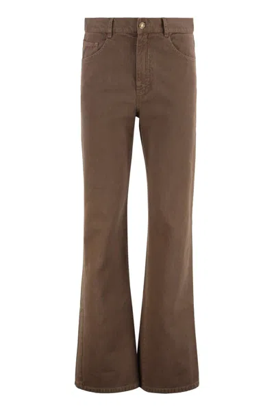 Nili Lotan Mitchell Straight-leg Trousers In Brown