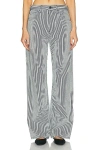 Nili Lotan Mitchell Wide Leg In White & Indigo Hickory Stripe