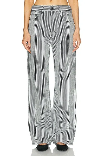 Nili Lotan Mitchell Wide Leg In White & Indigo Hickory Stripe