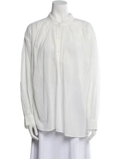 Pre-owned Nili Lotan Mock Neck Long Sleeve Tunic In White