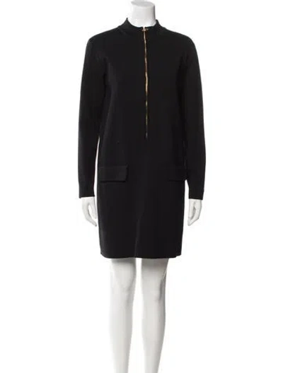 Pre-owned Nili Lotan Mock Neck Mini Dress In Black
