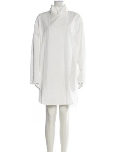 Pre-owned Nili Lotan Mock Neck Mini Dress In White