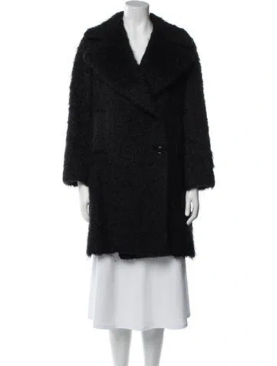 Pre-owned Nili Lotan Mohair Faux Fur Coat In Black