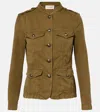 Nili Lotan Mona Cotton And Linen Jacket In Green