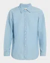 Nili Lotan Monti Chambray Denim Button-down Shirt In Blue