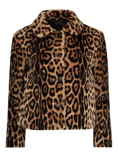 Nili Lotan Montmartre Cropped Leopard-print Shearling Jacket In Brown