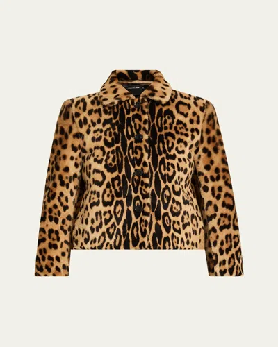 Nili Lotan Montmartre Leopard Shearling Cropped Jacket In Animal Print