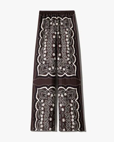 Nili Lotan Morgan Printed Silk Twill Wide-leg Pants In Brown